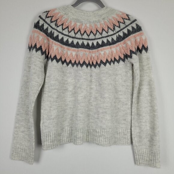 Silverflint Gray Pink Nordic Fair Isle Crewneck Sweater XS - Picture 5 of 5
